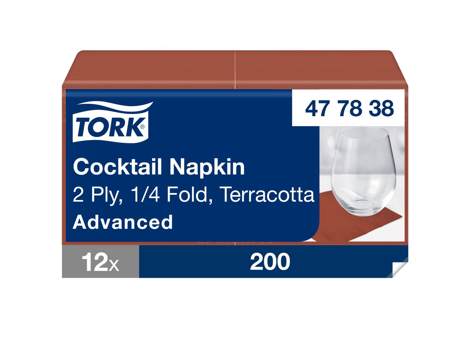 Serwetki Tork 24x24 477838 Terakota Karton 2400 serwetek (12 x 200) Składana 1/4